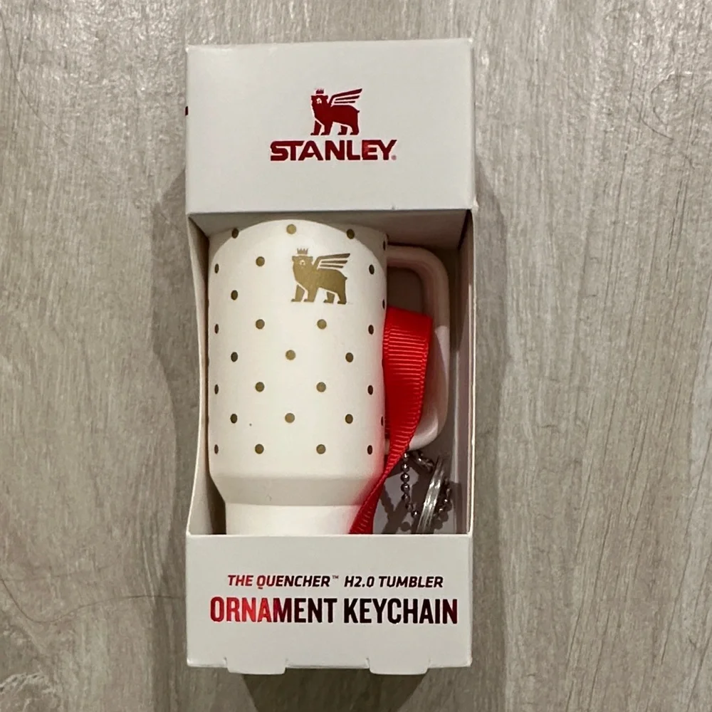 Stanley Special Edition Hiliday Ornament Keychain with Gold  Polkadots NWT - Picture 2 of 5